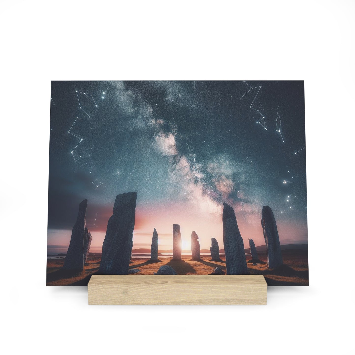 Scenic Collection Gallery Stand Callanish Standing Stones, Oak Picture Stand, Scotland Art, Scenery, Landmarks, Various Sizes