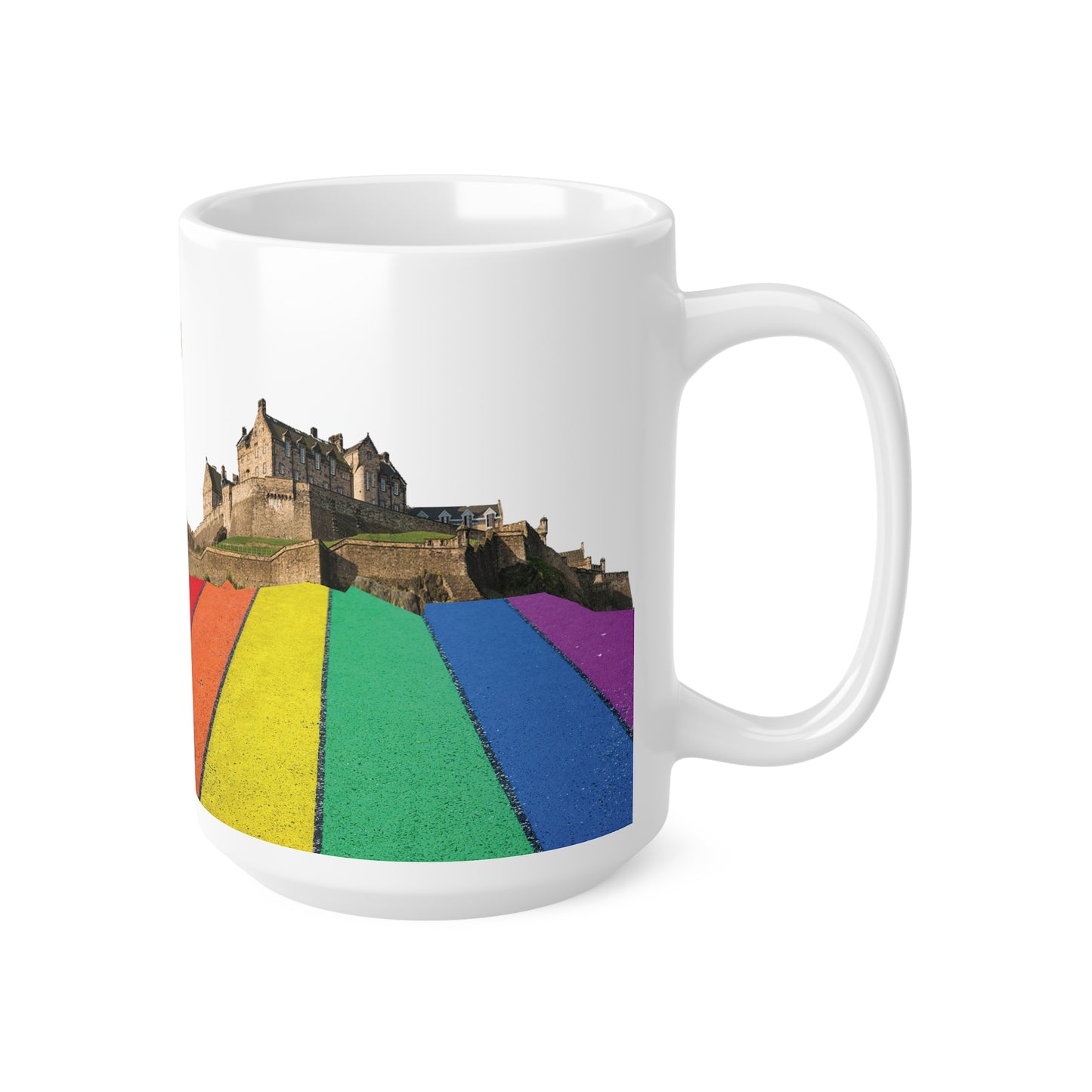 Pride Road Rock Edinburgh Castle Photo Mug, White