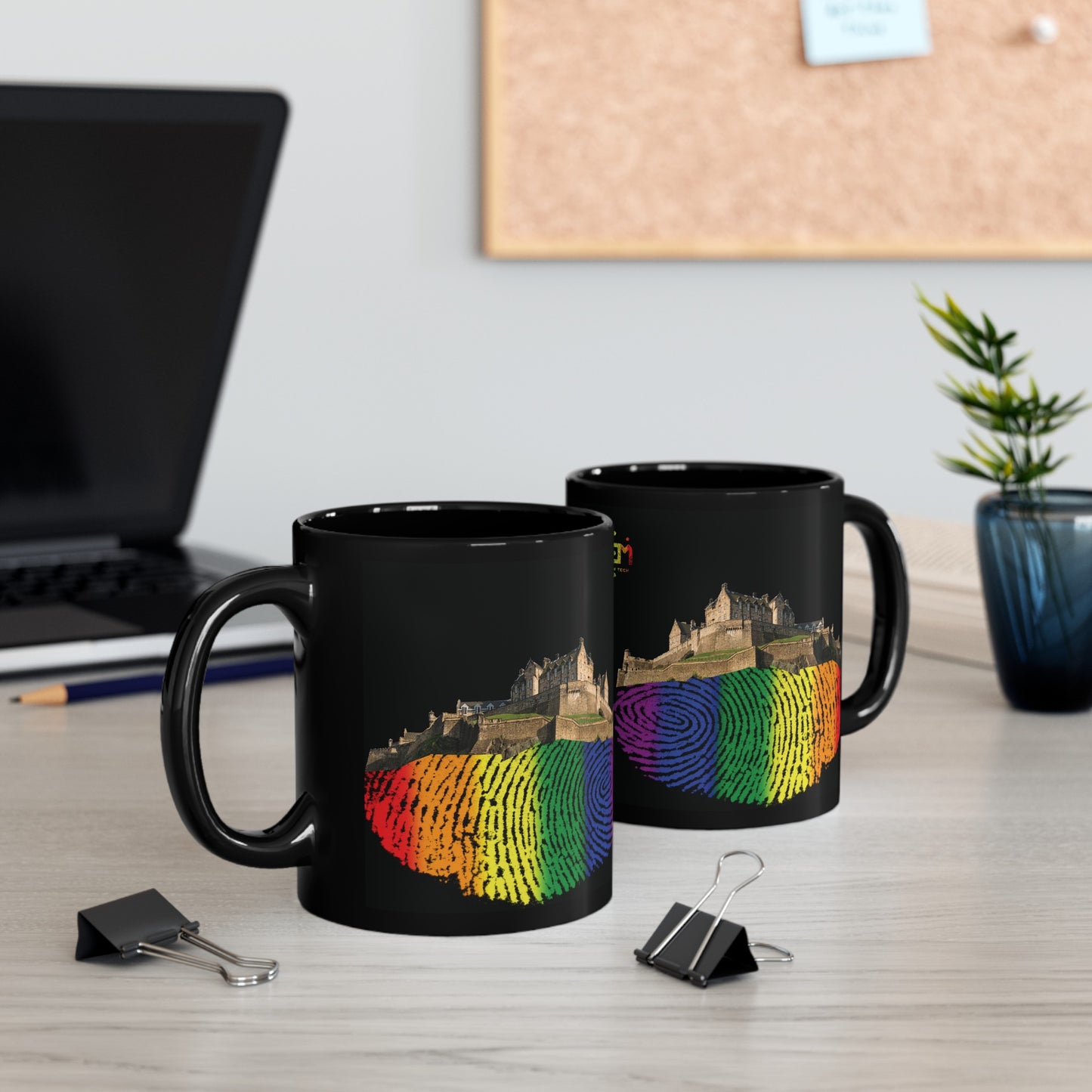 Pride Fingerprint Rock Edinburgh Castle Photo Mug, Black