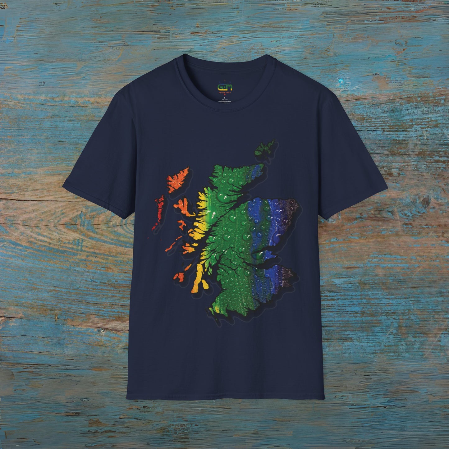 Pride Rain Scotland Map T-shirt unisexe, différentes couleurs