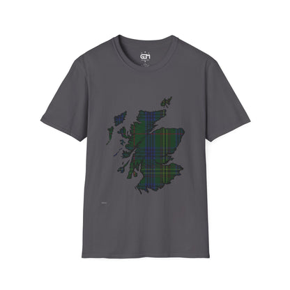 Scotland Tartan Map Softstyle Unisex T-Shirt - Kennedy Tartan Tee