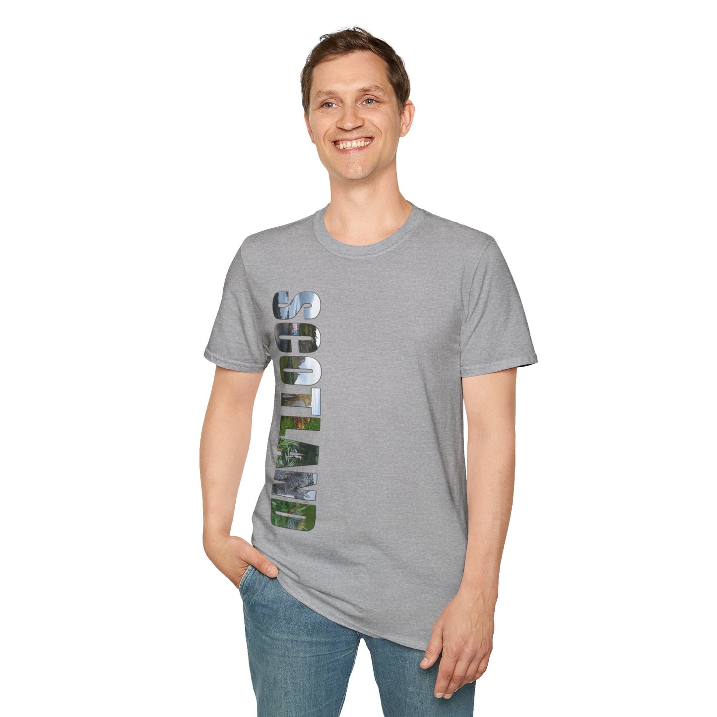 Scotland Photo Lettering Softstyle Unisex T-Shirt, Scottish Landmark Shirt