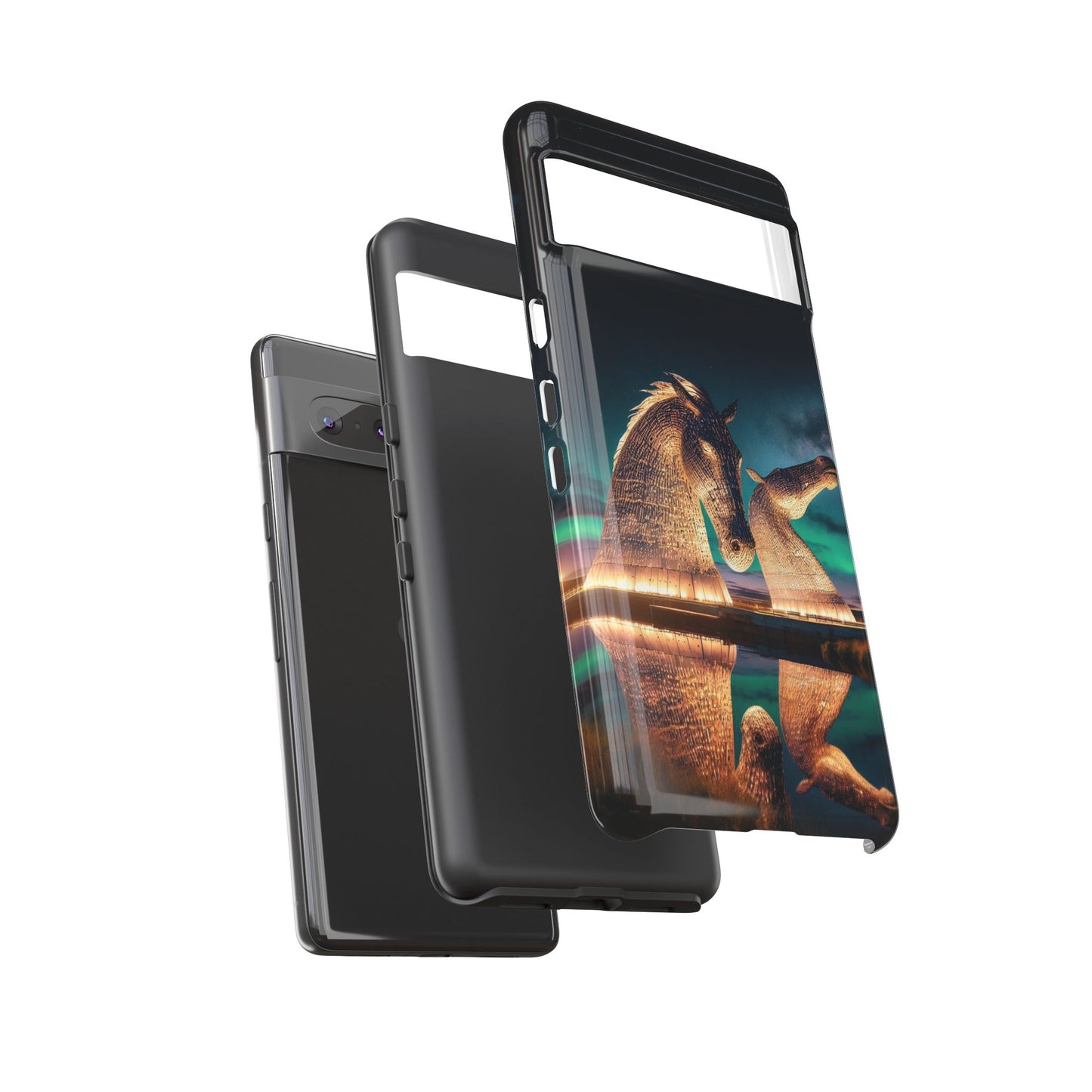 Kelpies Northern Lights Art Phone Case, Scotland, Google