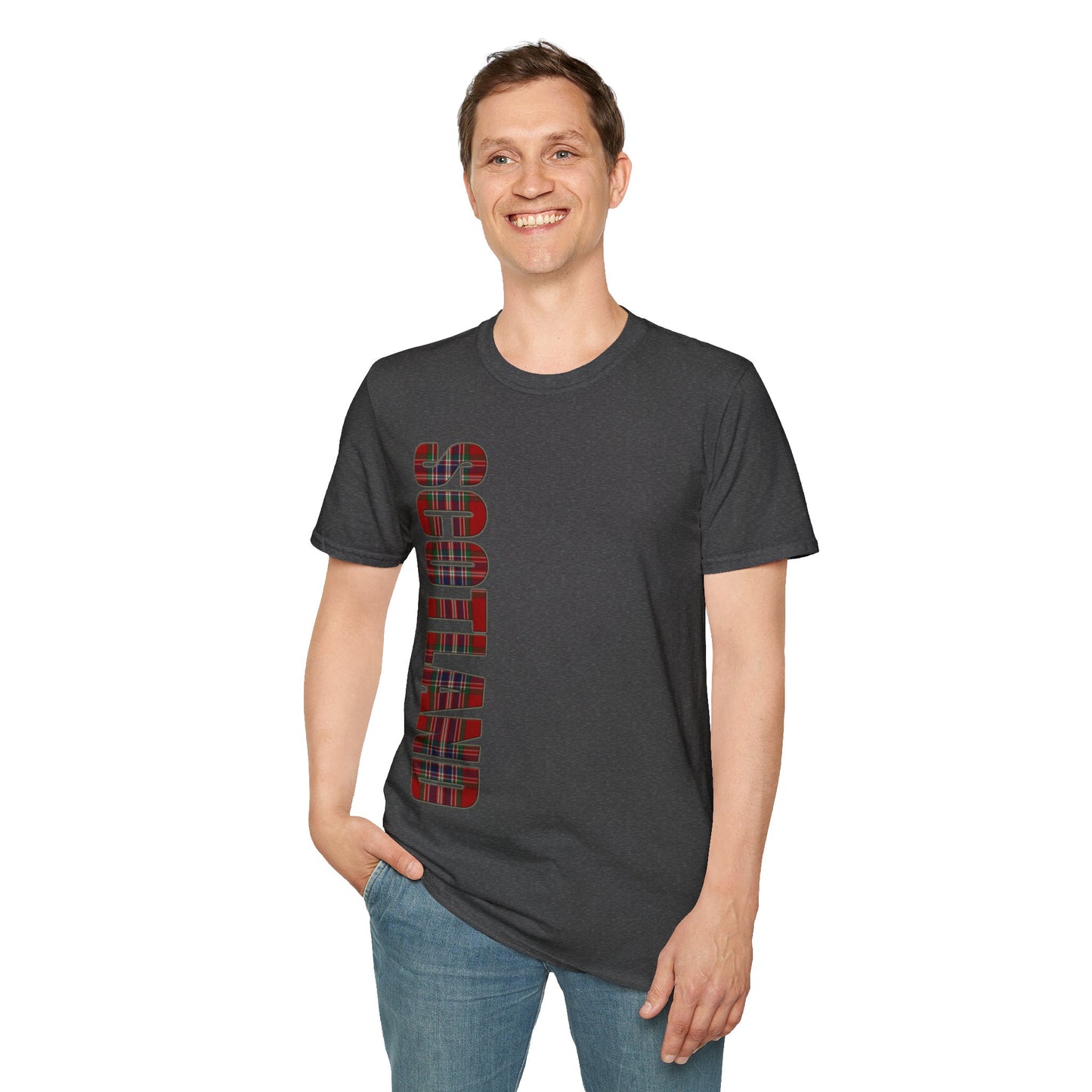 Scotland Lettering Tartan Softstyle Unisex T-Shirt, MacFarlane Tartan Tee