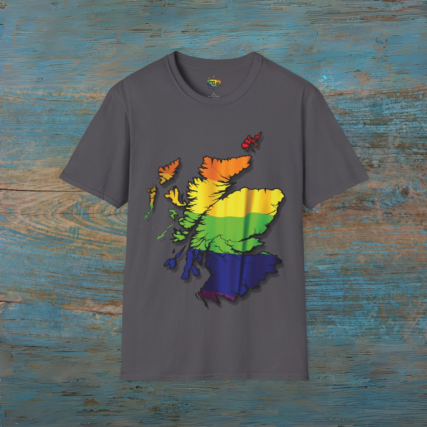 Pride Flag Scotland Map Unisex T-Shirt, Various Colours