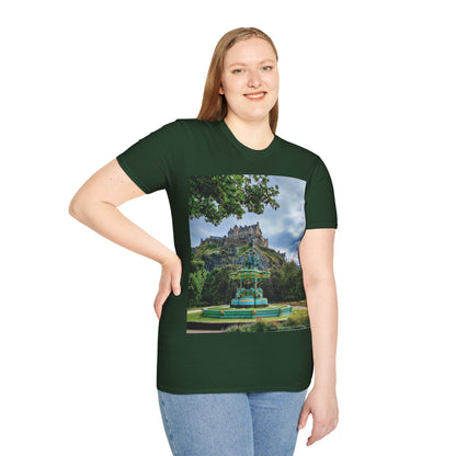 Ross Fountain & Edinburgh Castle Photo Softstyle T-Shirt, Unisex Tee, Various Colours