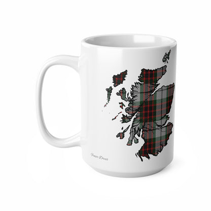 Fraser Dress Tartan Scotland Map Mug, Coffee Cup, Tea Cup, Scotland, White