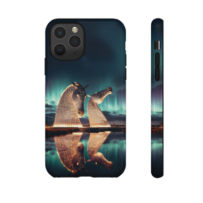 Kelpies Northern Lights Art Variant Phone Case, Scotland, Apple