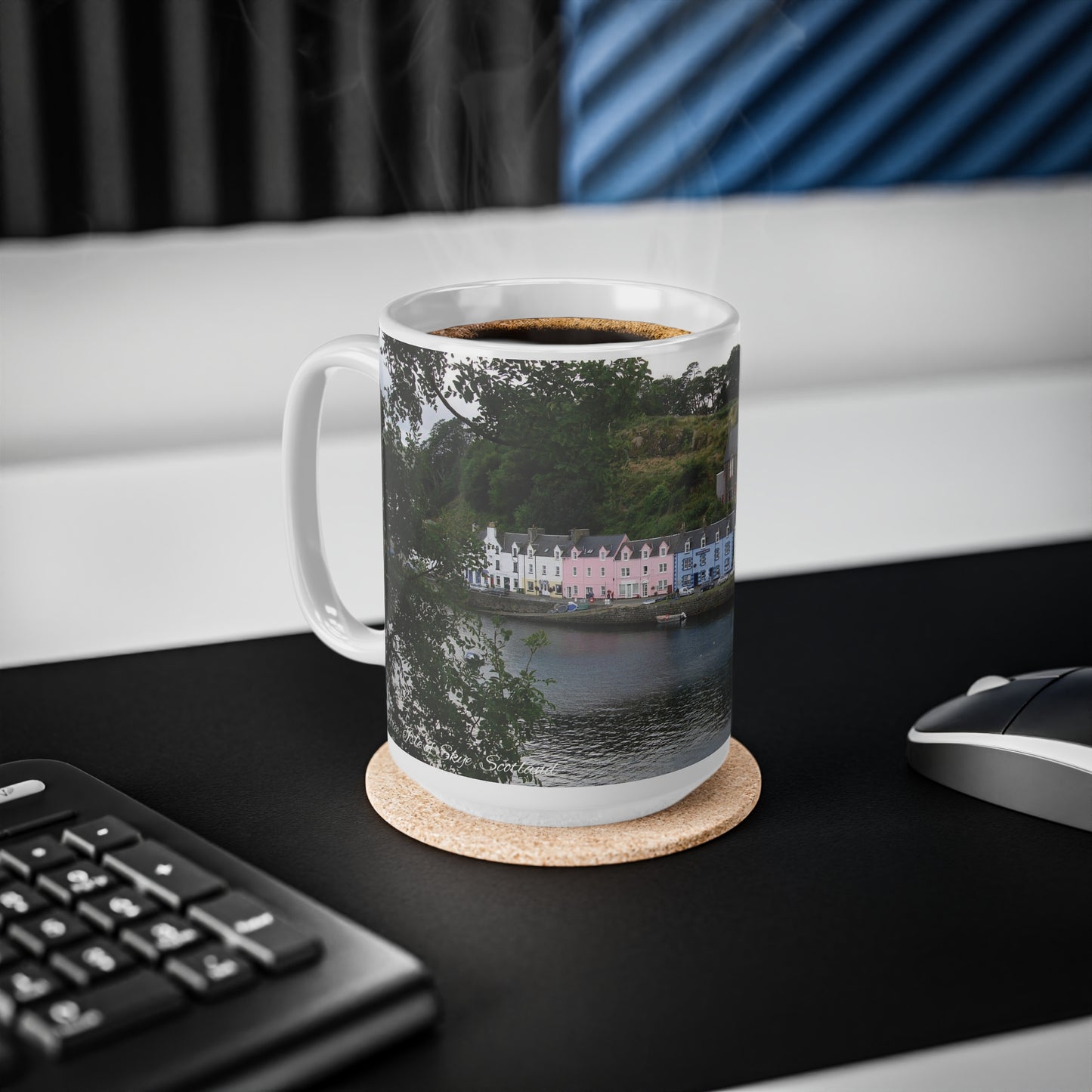 Portree Isle of Skye Photo Mug, Scotland Mug, Tea Cup, Coffee Cup, Scottish Landmarks, Coloured Buildings, Nature, Scenery, White