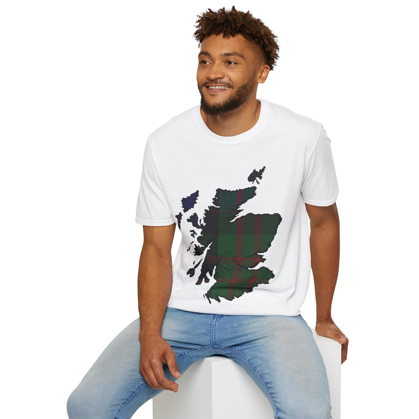 Scotland Tartan Map Softstyle Unisex T-Shirt, MacDonald Tartan, Various Colours