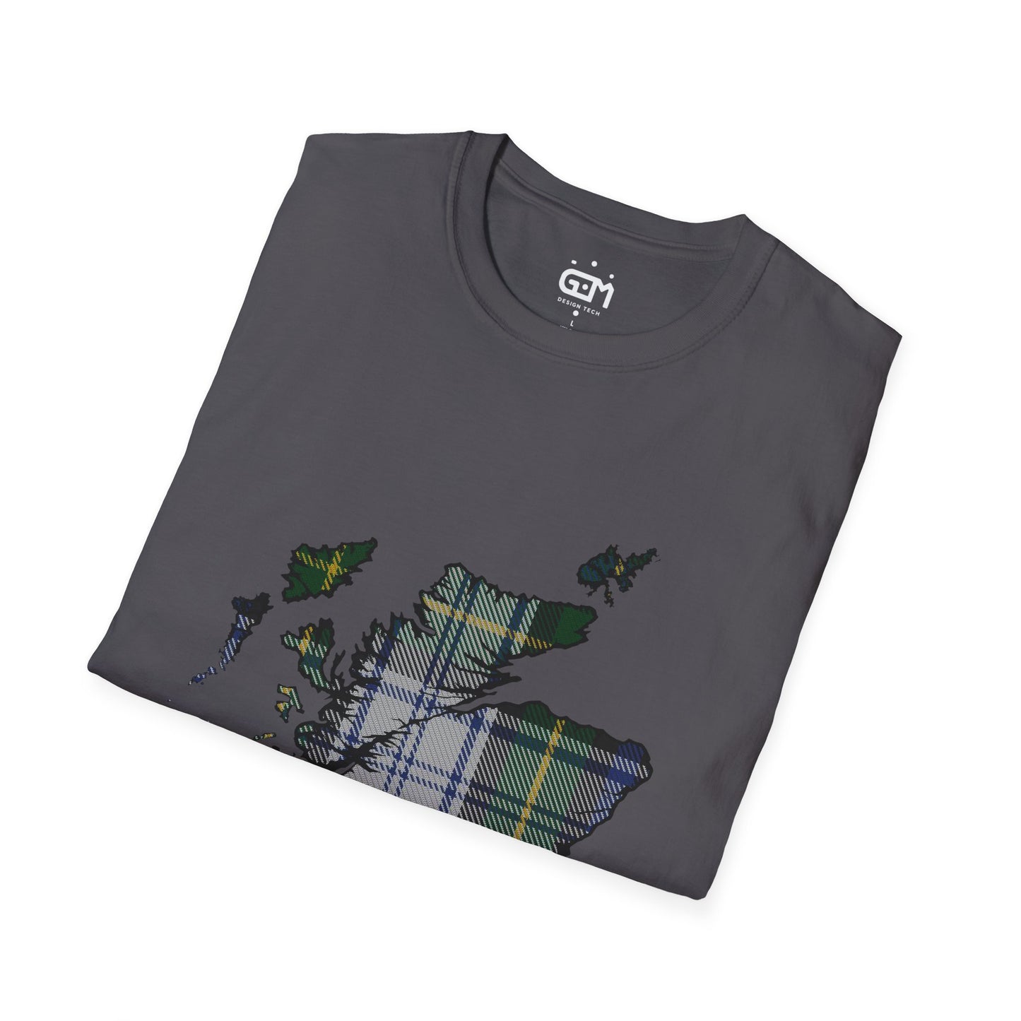 Scotland Tartan Map Softstyle Unisex T-Shirt - Gordon Dress Tartan Tee