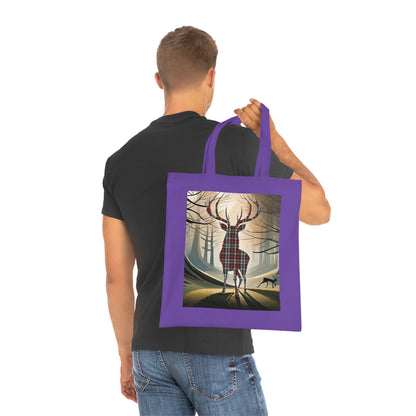 Reversible Scotland Tartan Stag Cotton Tote Bag - Stewart Tartan