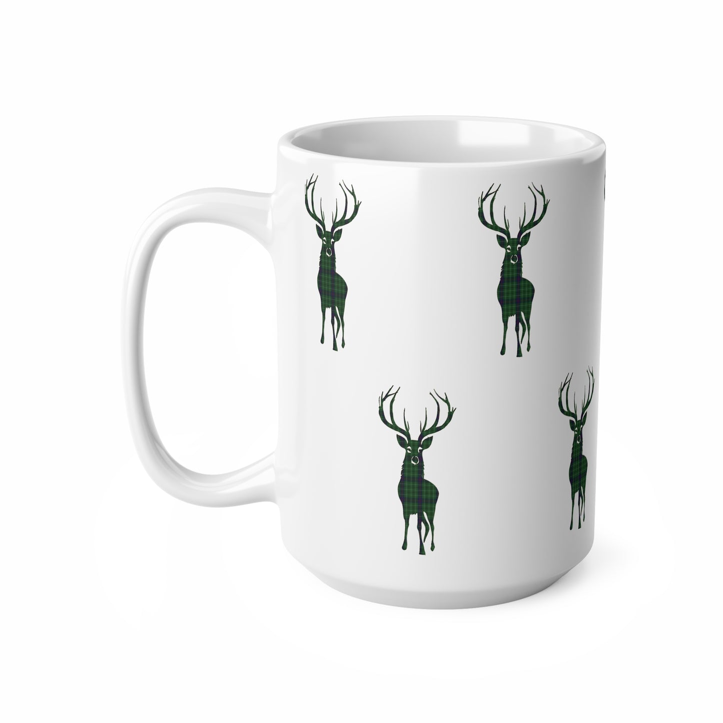 Tartan Stag Mug - Duncan Tartan, Coffee Cup, Tea Cup, Scotland, White