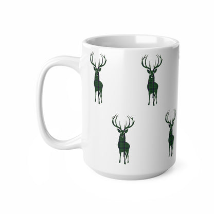 Tartan Stag Mug - Duncan Tartan, Coffee Cup, Tea Cup, Scotland, White