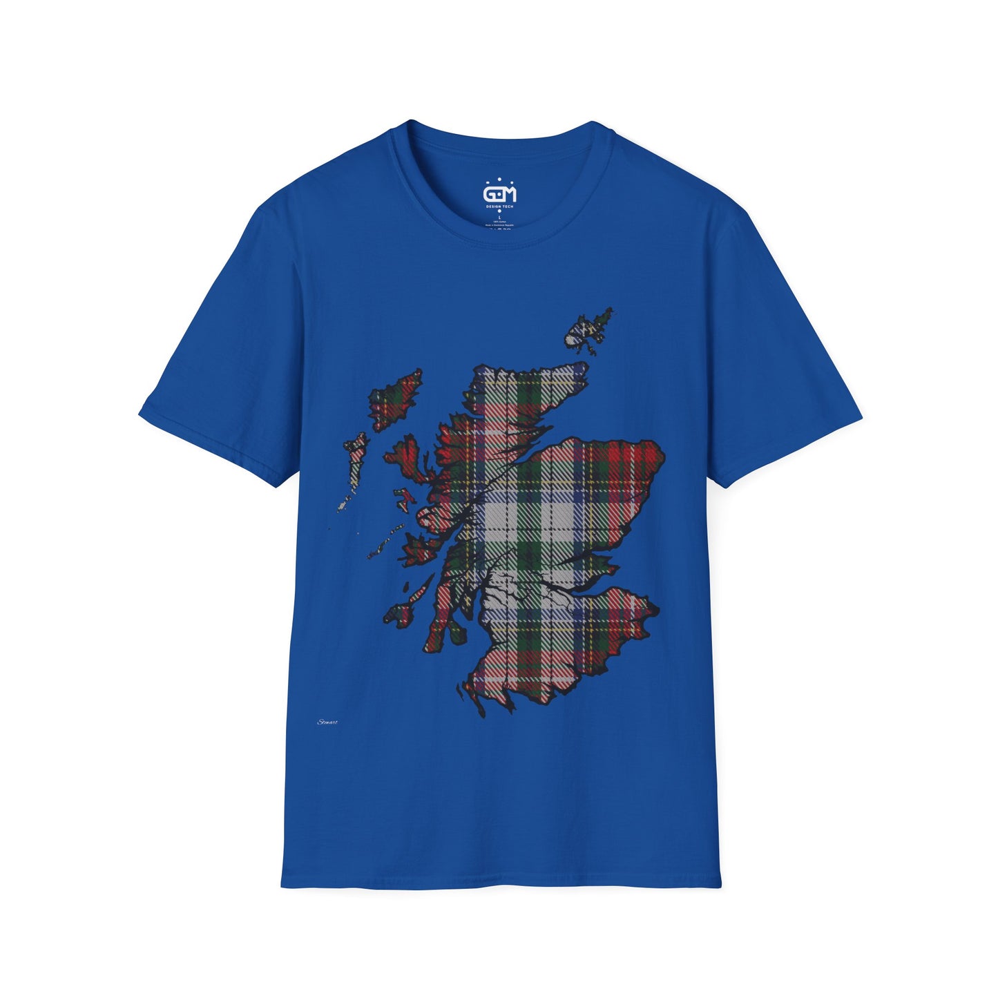 Scotland Tartan Map Softstyle Unisex T-Shirt, Stewart Tartan, Various Colours