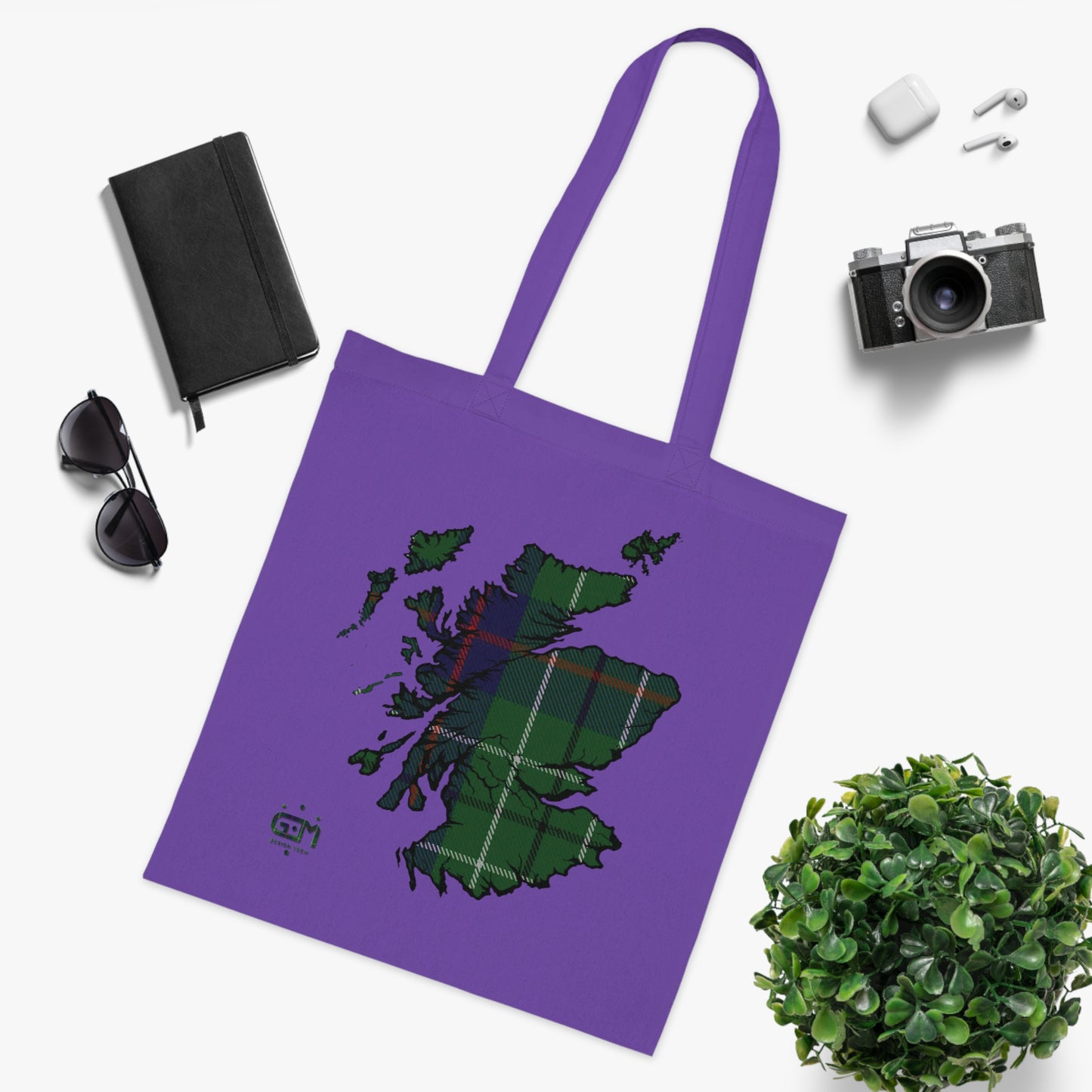 Reversible Scotland Tartan Map Cotton Tote Bag - Duncan Tartan