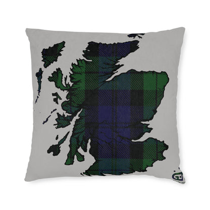 Reversible Square Cushion : Stag / Scotland Map - Black Watch Tartan, Various Sizes