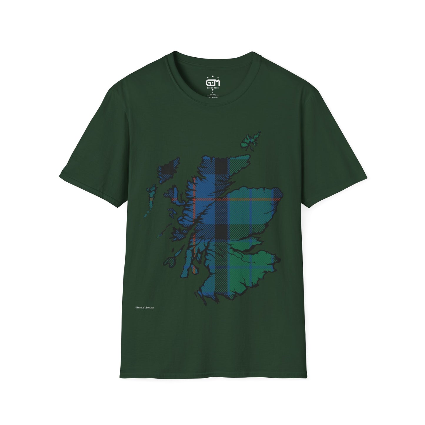 Scotland Tartan Map Softstyle Unisex T-Shirt, Flower of Scotland Tartan, Various Colours