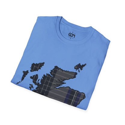 Scotland Tartan Map Softstyle Unisex T-Shirt, Hood Tartan, Various Colours