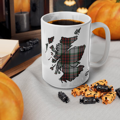 Fraser Dress Tartan Scotland Map Mug, Coffee Cup, Tea Cup, Scotland, White