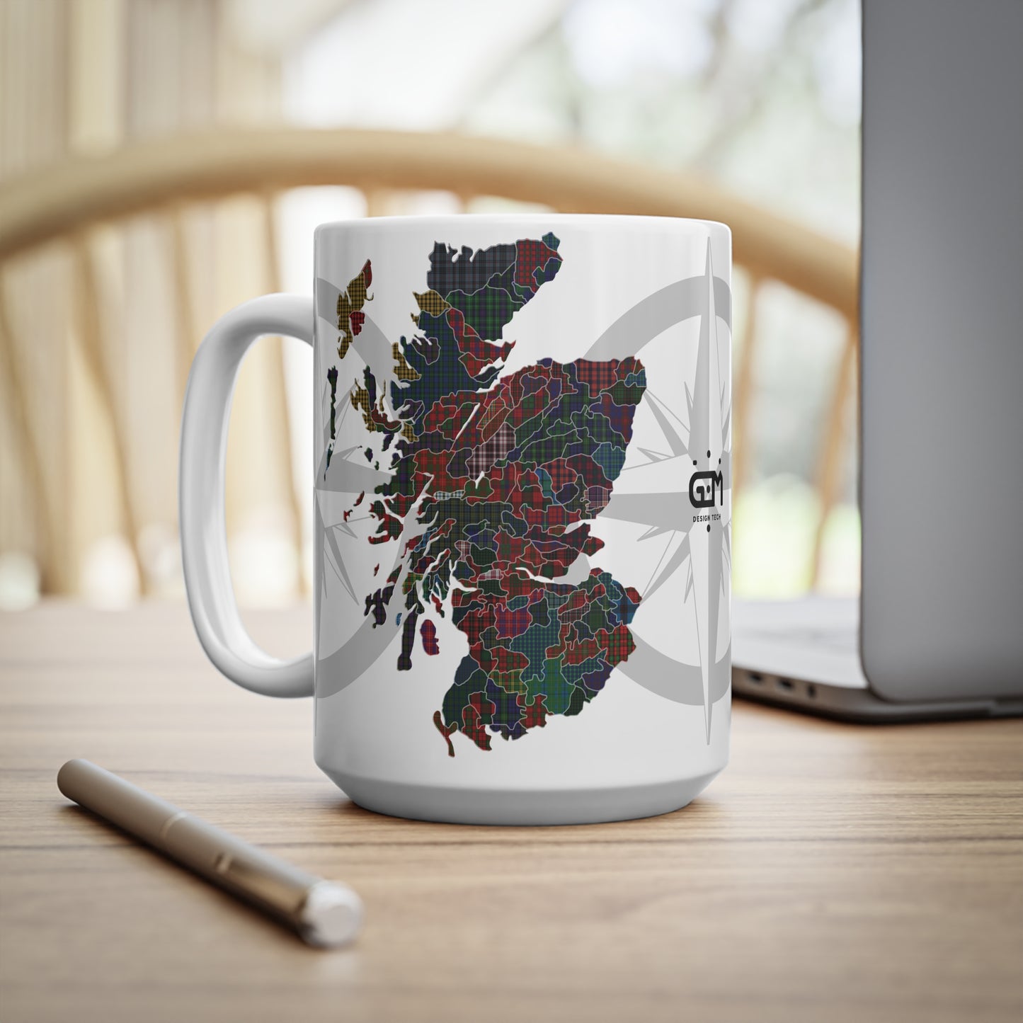 Scotland Map of Clans Tartan Mug, Coffee Cup, Tea Cup, White