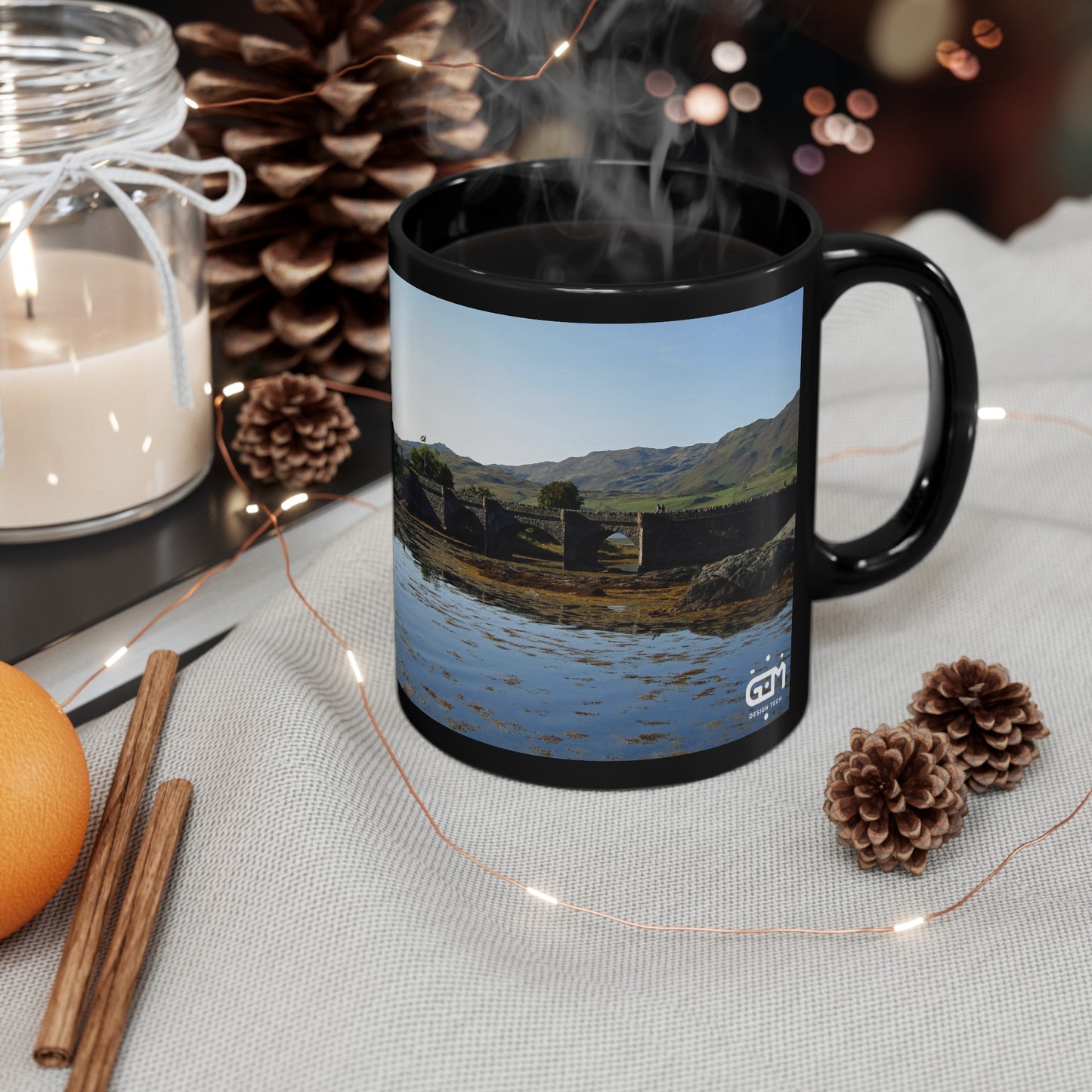 Eilean Donan Castle Photo Mug, Coffee Cup, Tea Cup, Scottish Art, Scottish Landmarks, Scottish Nature, Black