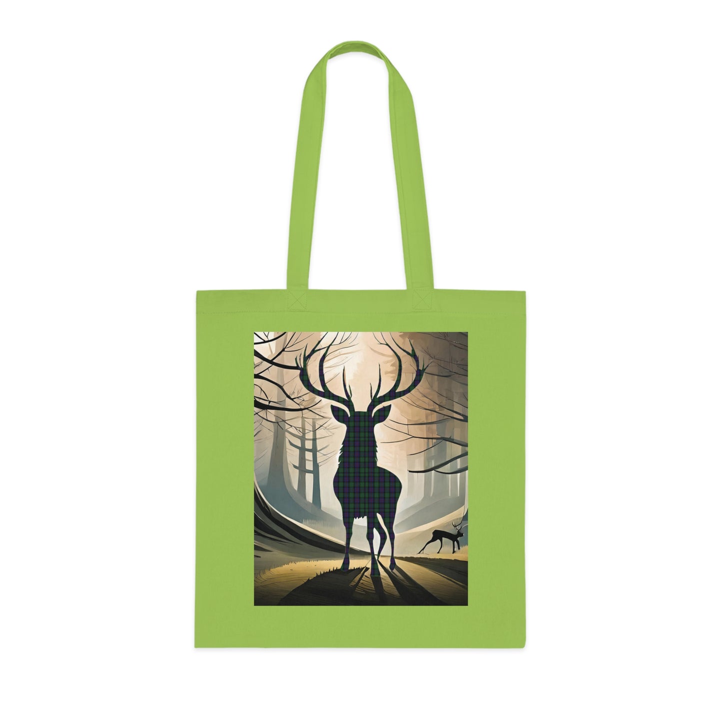 Reversible Scotland Tartan Stag Cotton Tote Bag - Argyle Tartan