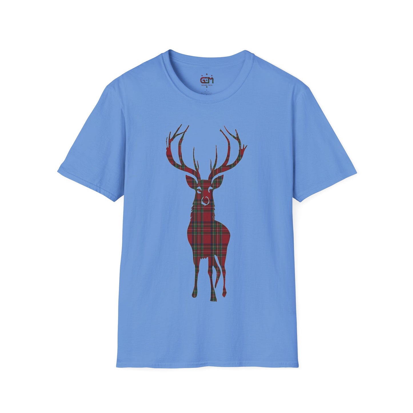 Tartan Stag Softstyle T-Shirt - Stewart Royal Tartan, Unisex Tee, Scottish Scenery, Various Colours