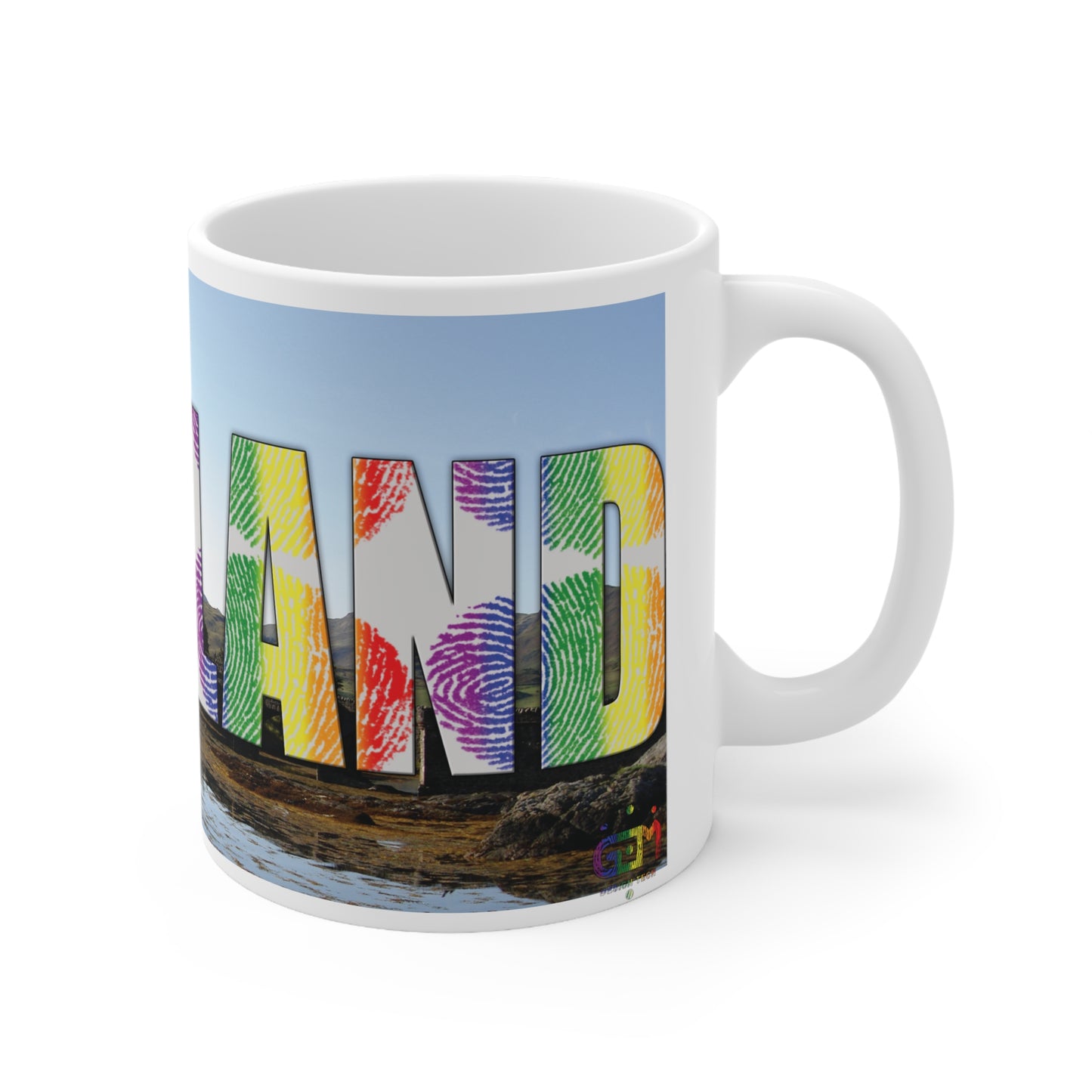 Scotland Lettering Pride Fingerprint Photo Mug, White