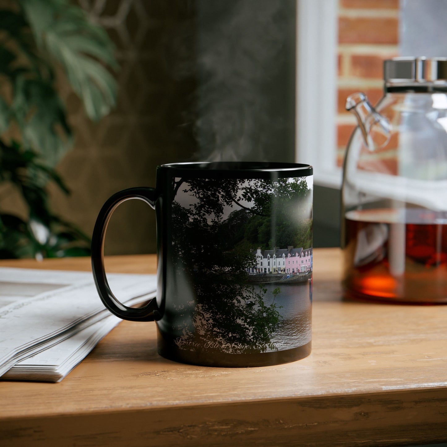 Portree Isle of Skye Photo Mug, Scotland Mug, Tea Cup, Coffee Cup, Scottish Landmark, Coloured Buildings, Nature, Scenery, Black