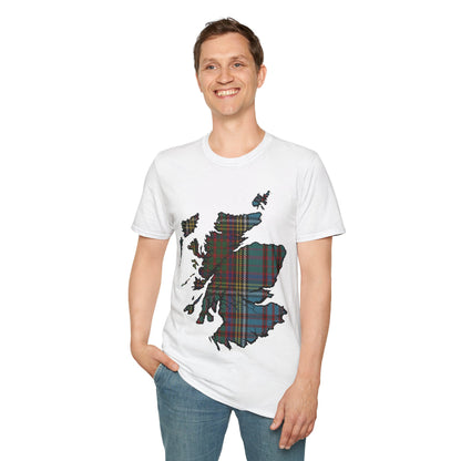 Scotland Tartan Map Softstyle Unisex T-Shirt, Anderson Tartan, Various Colours