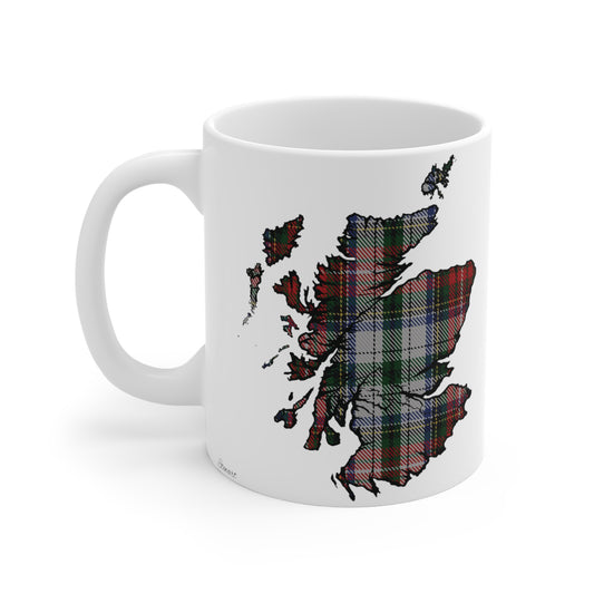 Scotland Map Mug 11oz, Stewart Tartan