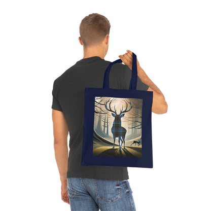 Reversible Scotland Tartan Stag Cotton Tote Bag - Anderson Old Tartan