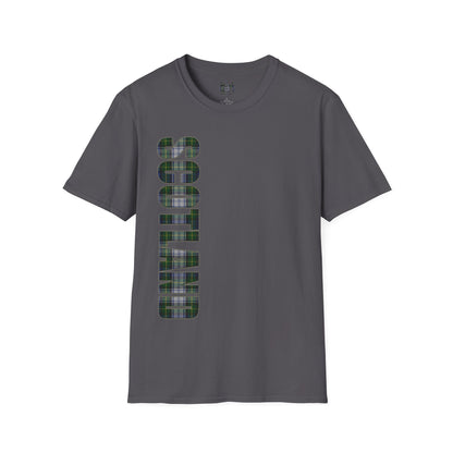 Scotland Lettering Tartan Softstyle Unisex T-Shirt, Gordon Dress Tartan Tee