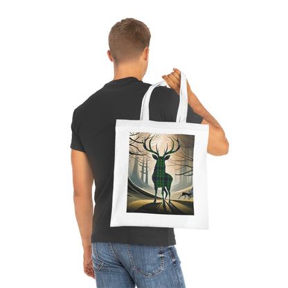 Reversible Scotland Tartan Stag Cotton Tote Bag - Duncan Tartan