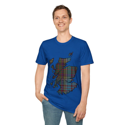 Scotland Tartan Map Softstyle Unisex T-Shirt, Anderson Tartan, Various Colours