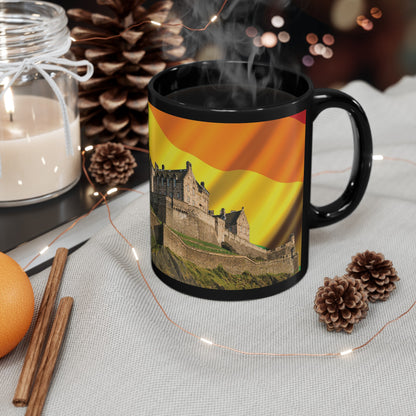 Edinburgh Castle Pride Flag Sky Photo Mug, Black