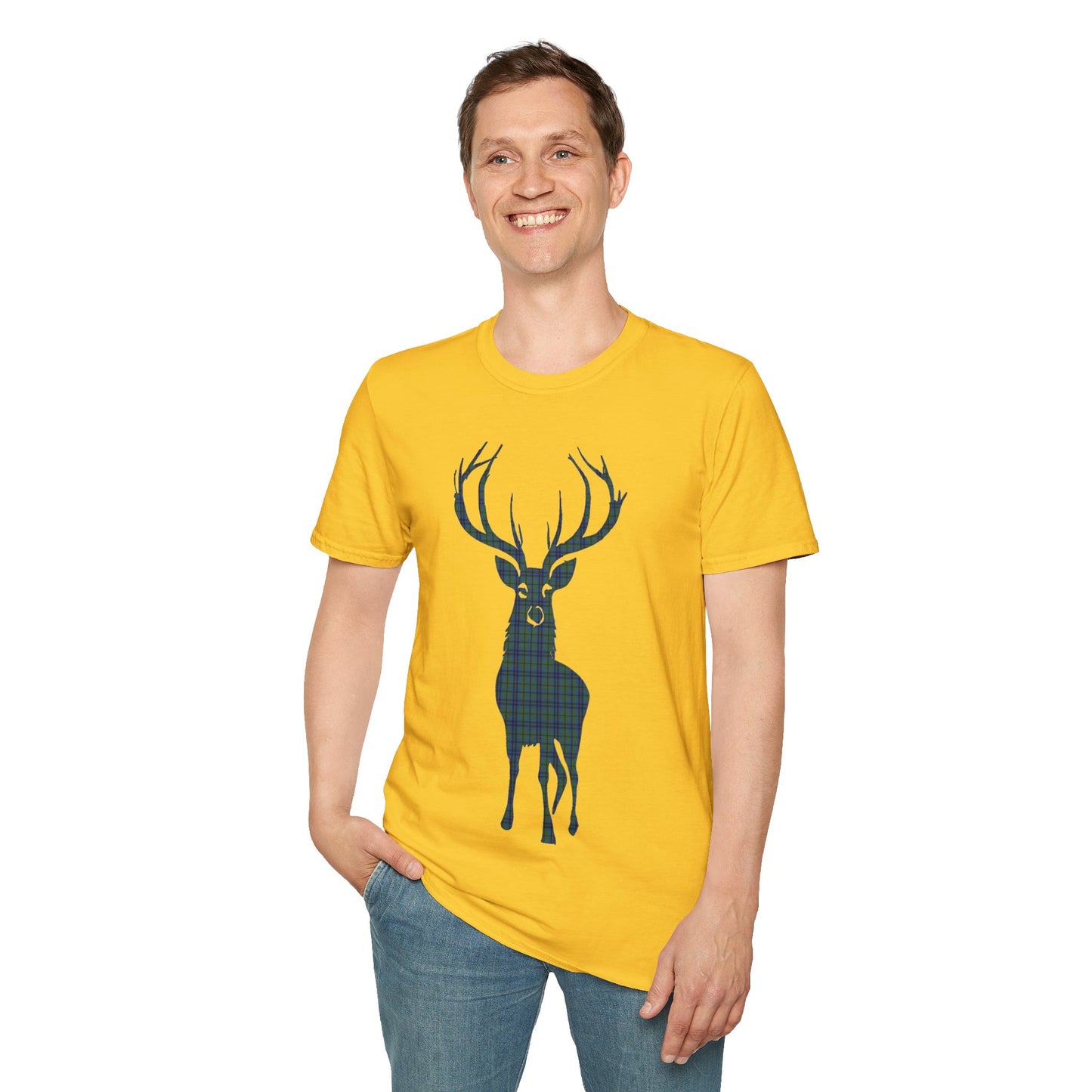 Tartan Stag Softstyle T-Shirt - Keith Tartan, Unisex Tee, Scottish Scenery, Various Colours