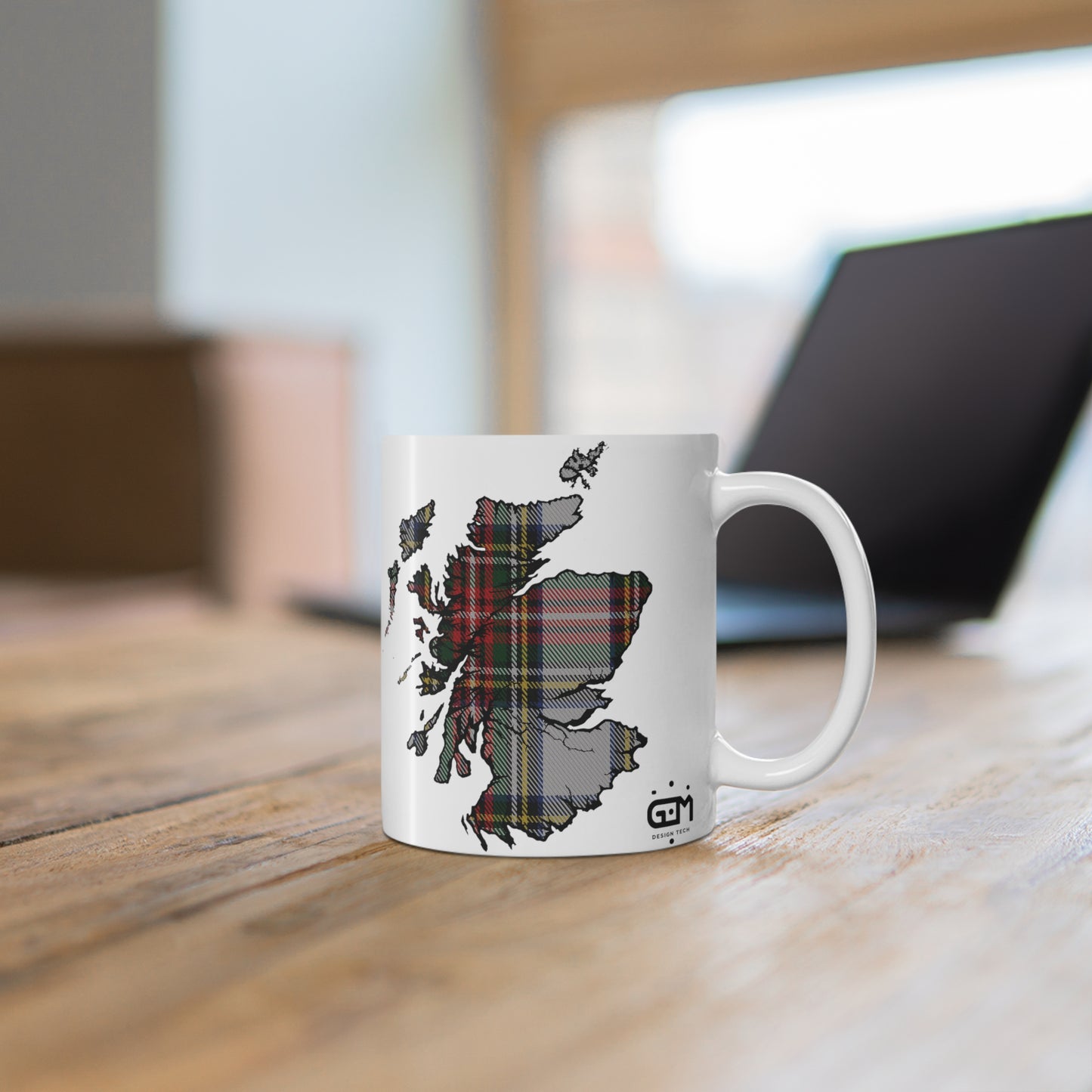 Stewart Dress Tartan Scotland Map Mug, Coffee Cup, Tea Cup, Scotland, White