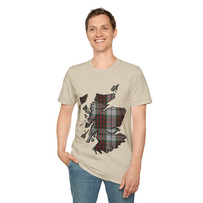 Scotland Tartan Map Softstyle Unisex T-Shirt, Fraser Dress Tartan, Various Colours