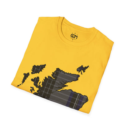 Scotland Tartan Map Softstyle Unisex T-Shirt, Hood Tartan, Various Colours