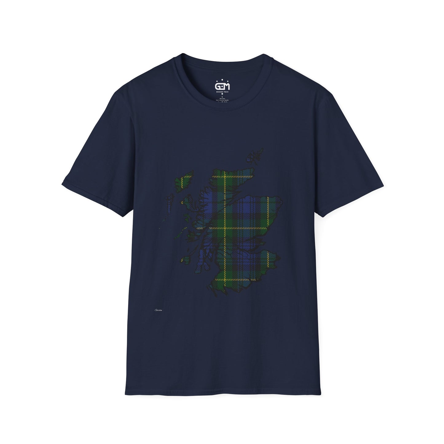 Scotland Tartan Map Softstyle Unisex T-Shirt - Gordon Tartan Tee