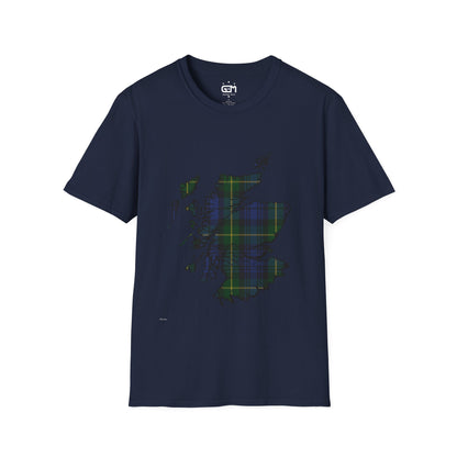 Scotland Tartan Map Softstyle Unisex T-Shirt - Gordon Tartan Tee