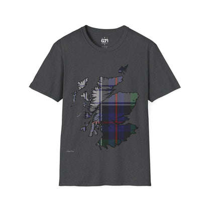 Scotland Tartan Map Softstyle Unisex T-Shirt, Argyle Dress Tartan, Various Colours