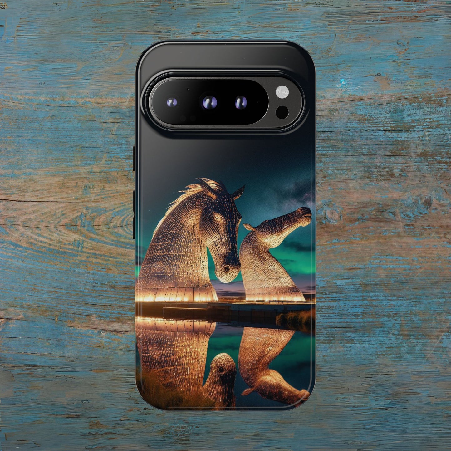 Kelpies Northern Lights Art Phone Case, Scotland, Google