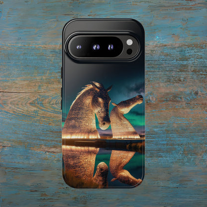 Kelpies Northern Lights Art Phone Case, Scotland, Google