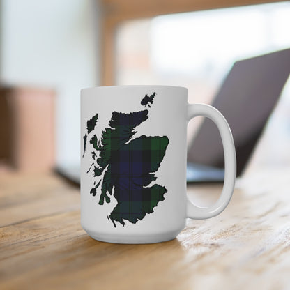 Scotland Tartan Map Mug - Black Watch Tartan, Various Sizes