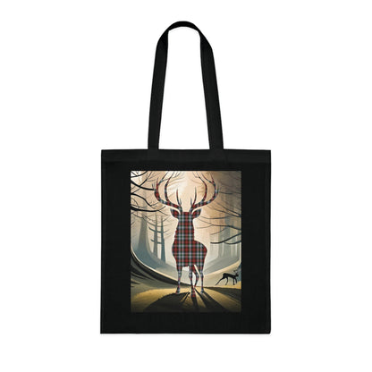 Reversible Scotland Tartan Stag Cotton Tote Bag - Stewart Tartan