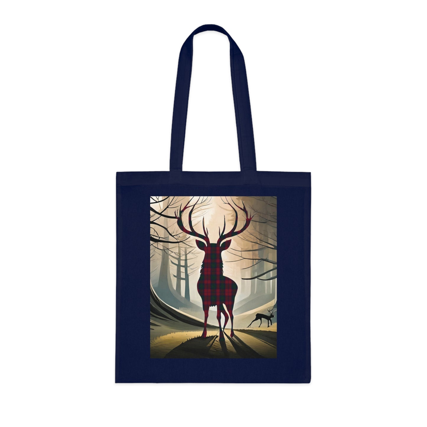 Reversible Scotland Tartan Stag Cotton Tote Bag - Lindsay Tartan