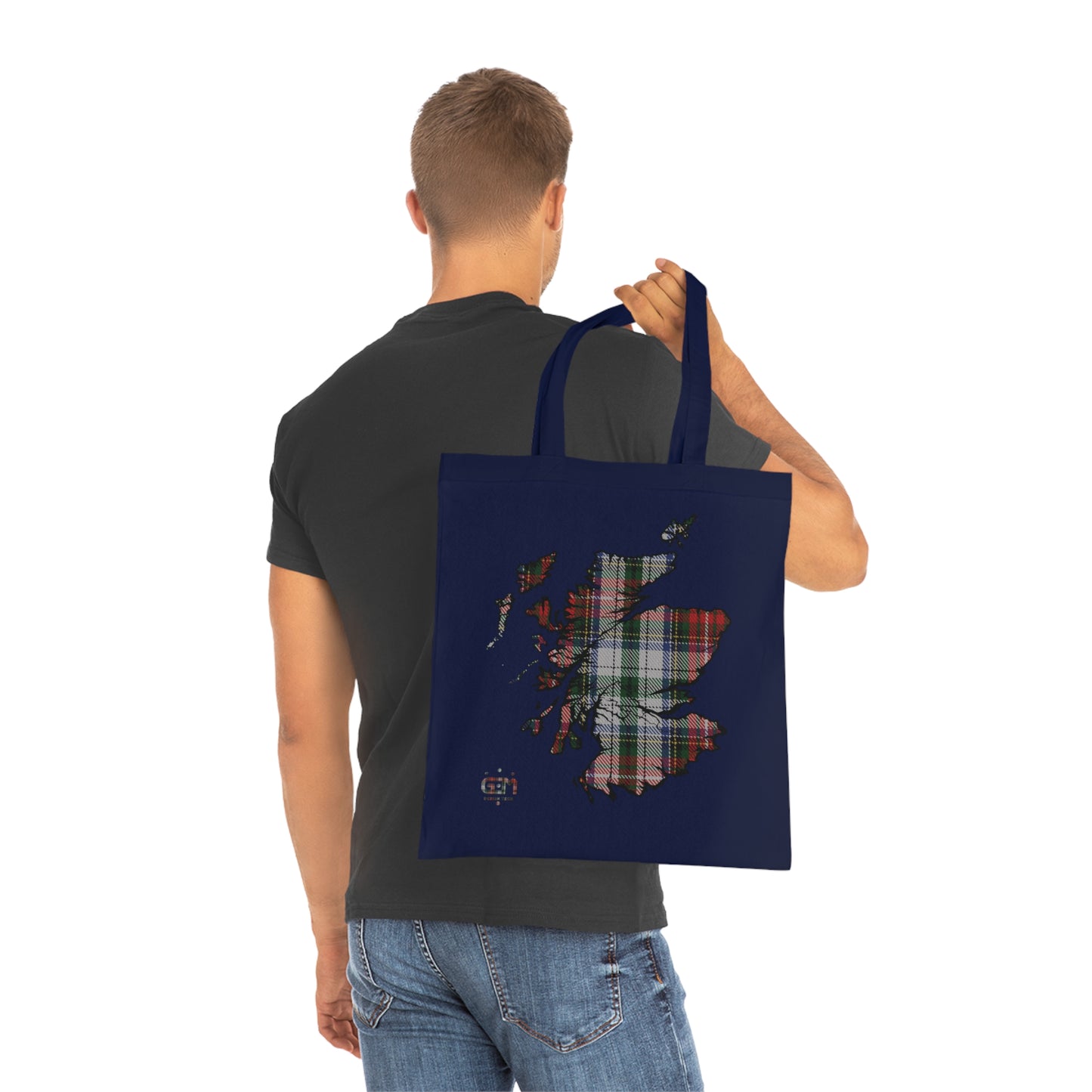 Reversible Scotland Tartan Map Cotton Tote Bag - Stewart Tartan